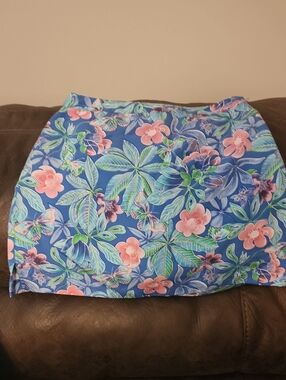 Floral Blue Tropical Print Women's Skort
